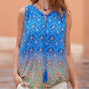 Sundance Ocean Sky Tank Tassel Tie Size S